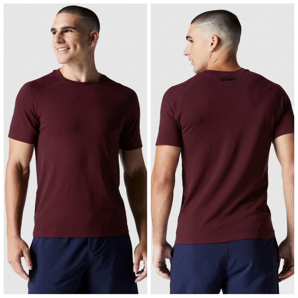 Fabletics The Training Day Burgundy Crew Neck Tee sz L